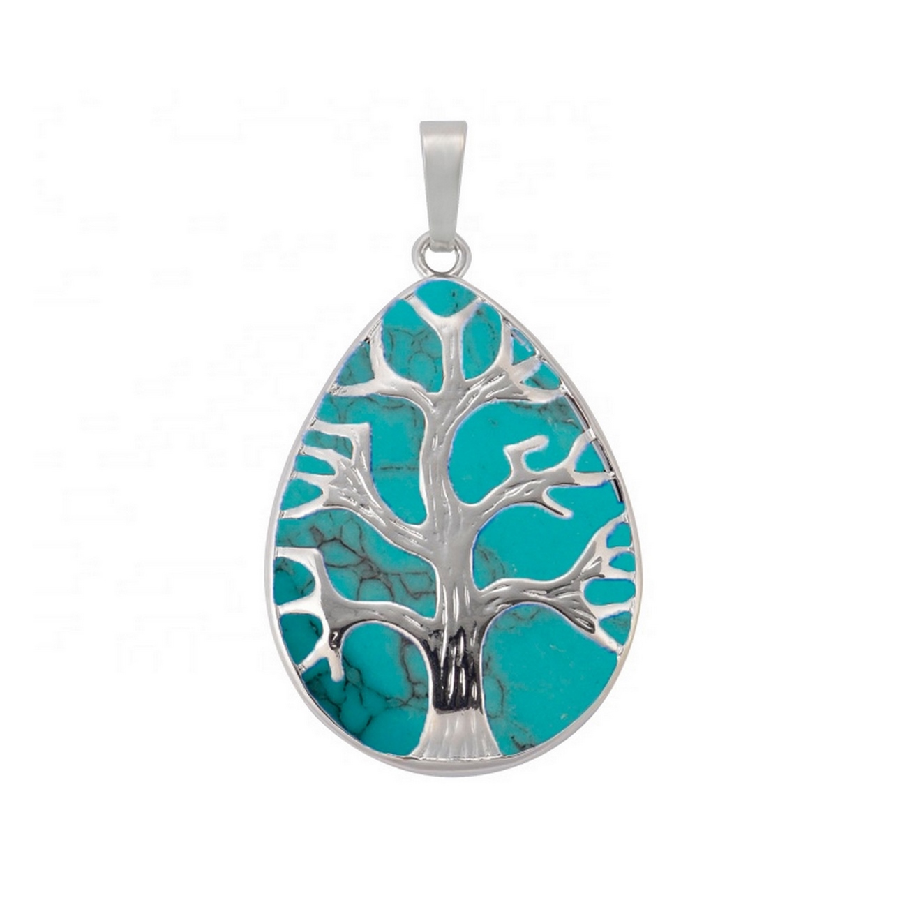 Collar Cuarzo Turquesa Arbol Ovala Energet + Estuche 